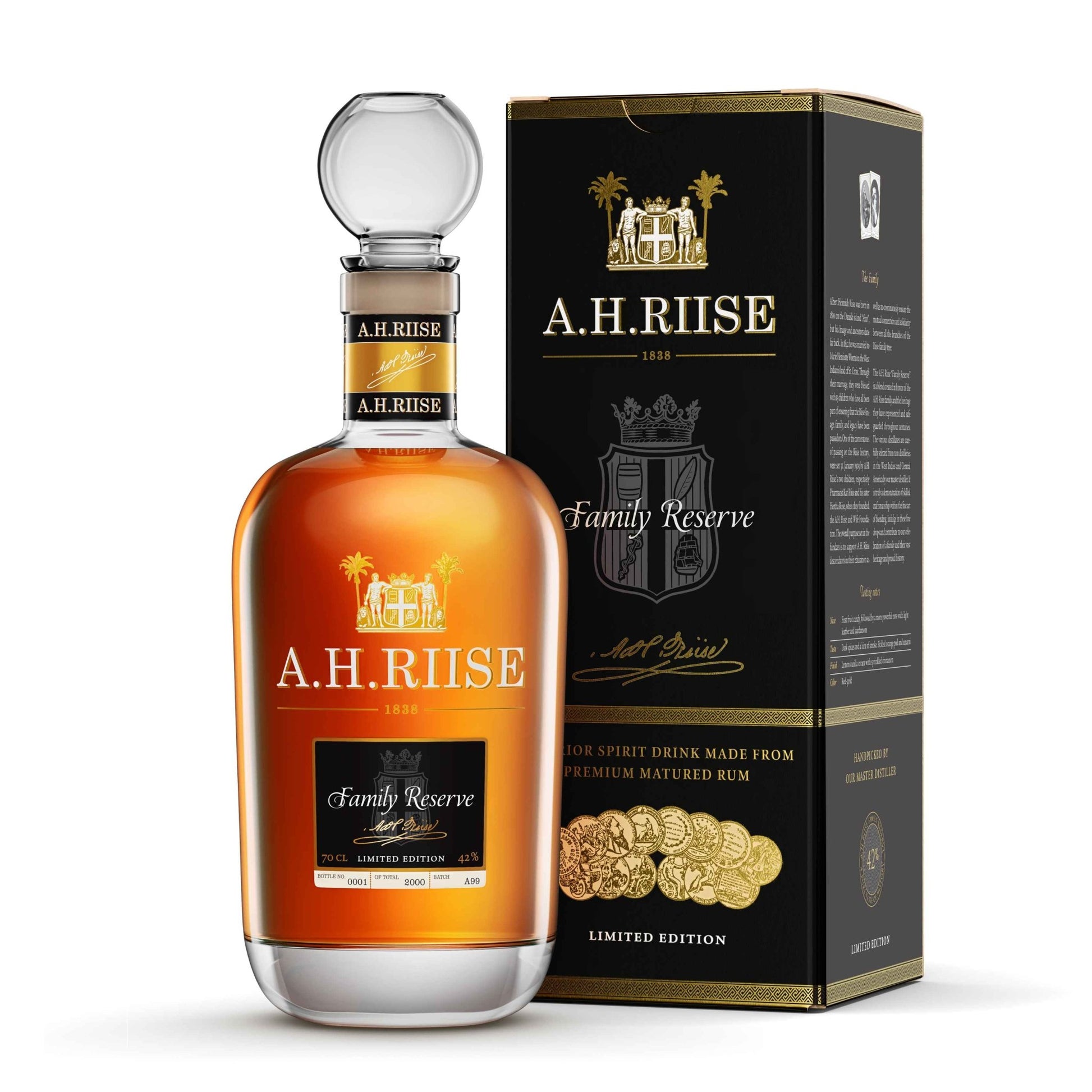 A.H RIISE FAMILY RESERVE SOLERA 1838 – 42% 70CL - The Beverage Merchants