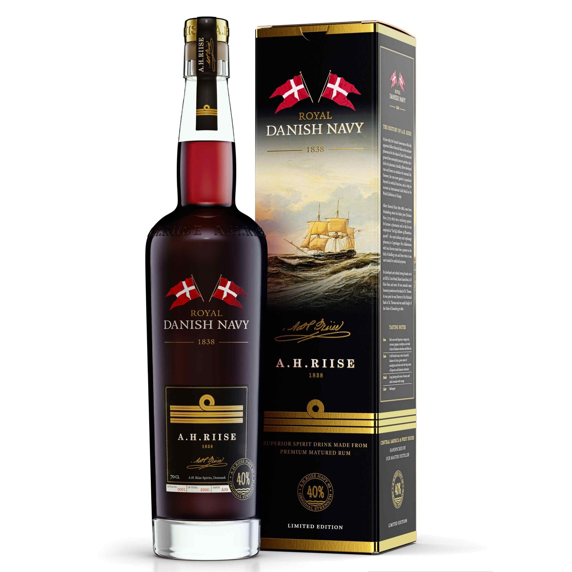 A.H RIISE ROYAL DANISH NAVY 40% 70CL - The Beverage Merchants